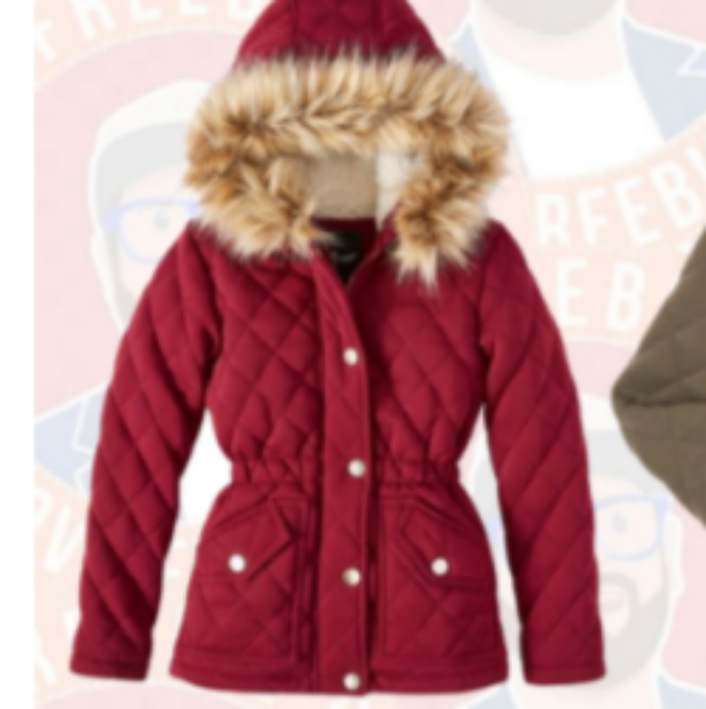 NWT Girl's BHip Maroon Quilted Fleece Hoodie